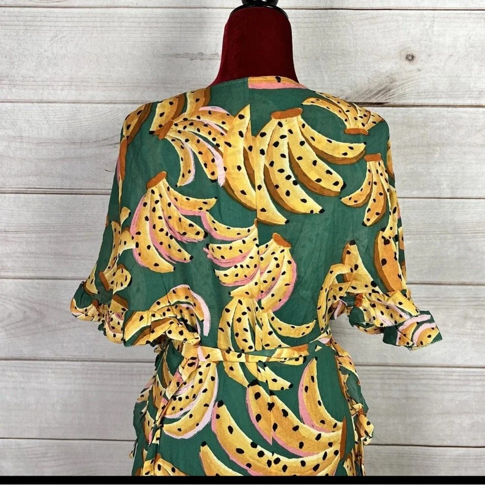 NWT Farm Rio Raining Bananas Maxi Wrap Dress - Picture 5 of 5